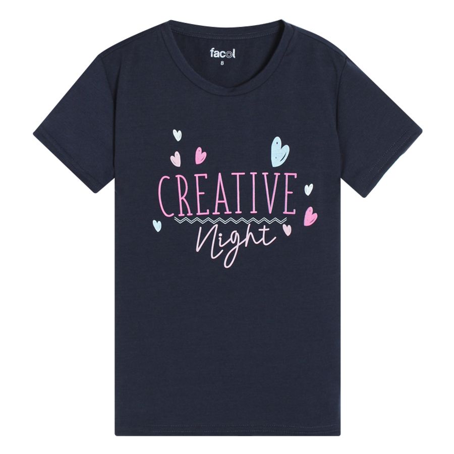 Camiseta Niña M/C Creative Night Color Azul, Talla 4