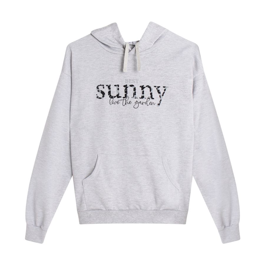Buzo Mujer Hoodie Sunny Color Gris, Talla XL