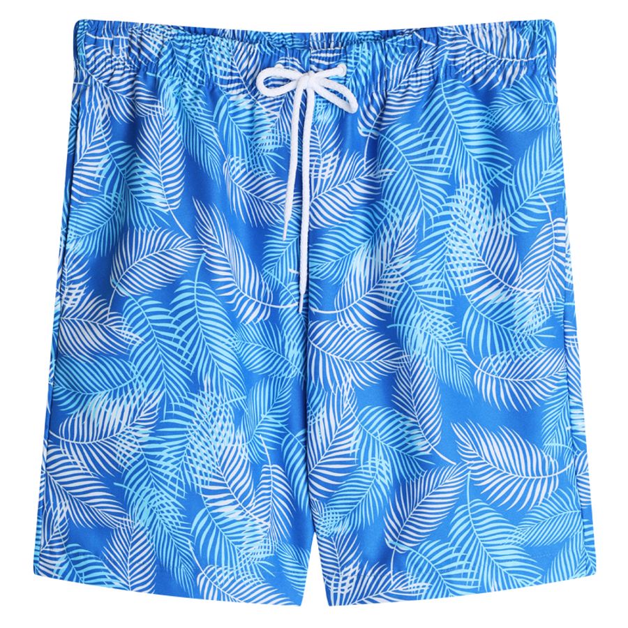 Bermuda Para Hombre Playa Hojas Largas Color Azul, Talla XS