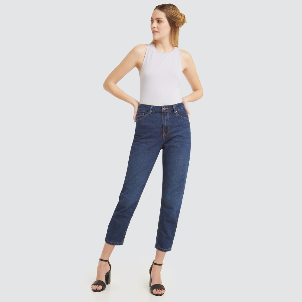 Jean Mom Con Sandblast Para Mujer - Ostu