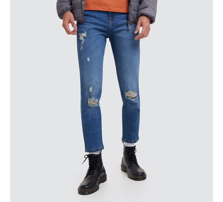  Xiloccer Jeans elásticos para hombre, jeans de ajuste relajado  para hombre, jeans holgados de talla grande, jeans rasgados de gran tamaño,  (#002) Azul : Ropa, Zapatos y Joyería