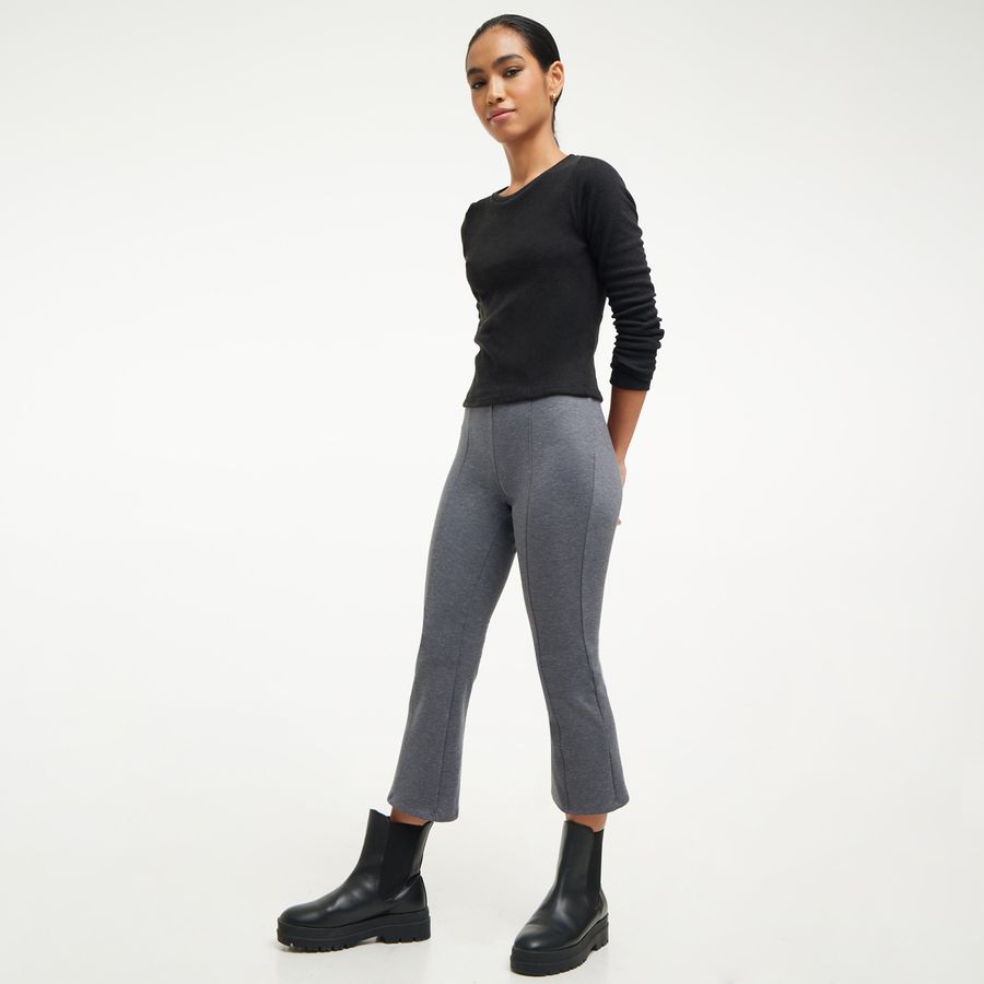 Double-Knit Cropped Flare Pants