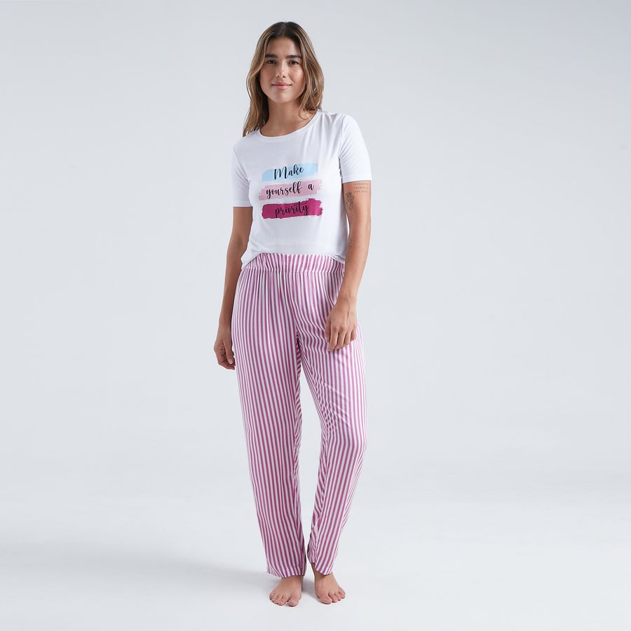 Pijama Dama Calientita Pantalón Con Playera Mujer Ropa Casa