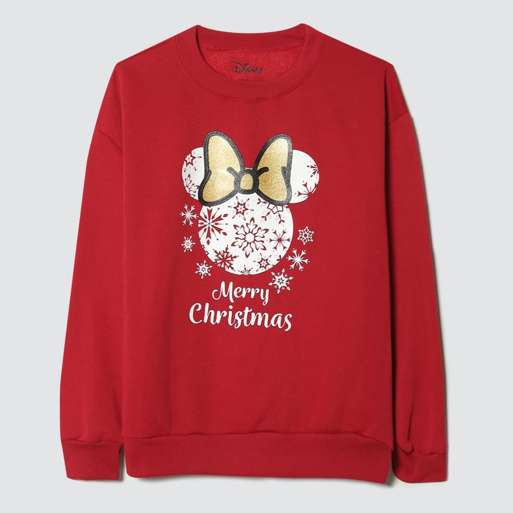 Camiseta con cuello en V para mujer de Disney Santa Mickey y Minnie Mouse